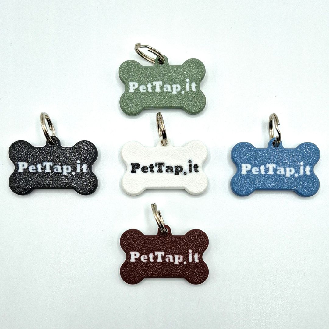 Medaglietta NFC Cane con Profilo Digitale – Osso ALI – Nero – Base