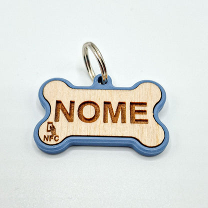 Medaglietta NFC Cane con Profilo Digitale – Osso ALI – Blu Avio – Personalizzata