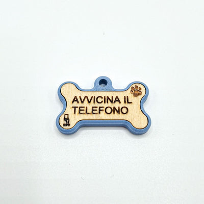 Medaglietta NFC Cane con Profilo Digitale – Osso ALI – Blu Avio – Base