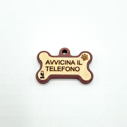 Medaglietta NFC Cane con Profilo Digitale – Osso ALI – Bordeaux – Base