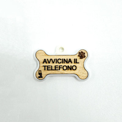 Medaglietta NFC Cane con Profilo Digitale – Osso ALI – Bianco – Base